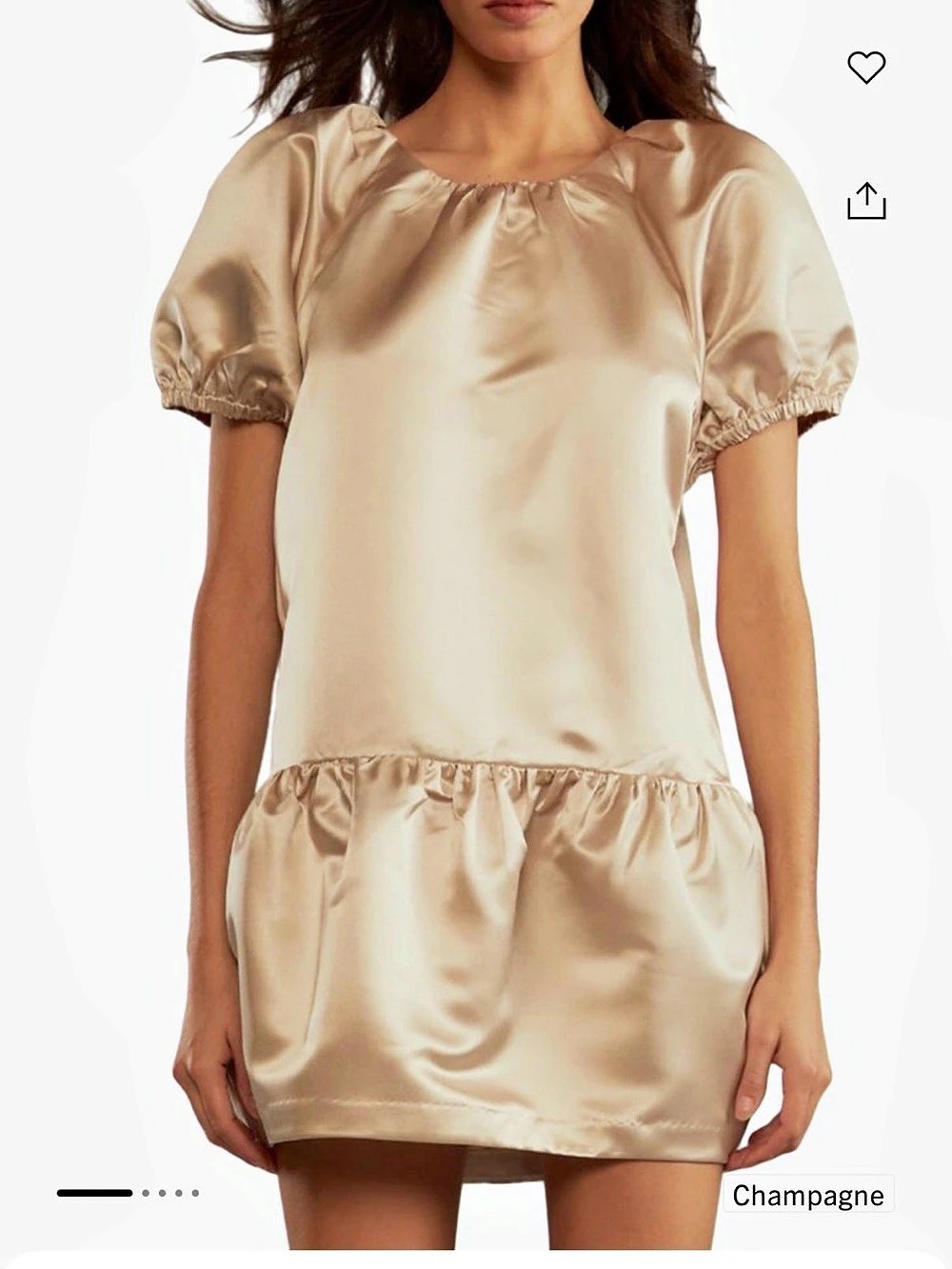 Satin Drop Waist Dress Mini Cream/Champagne Like New